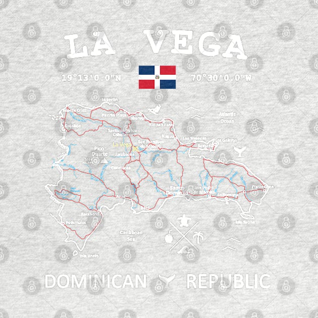 La Vega Dominican Republic Flag Travel Map Coordinates GPS by French Salsa